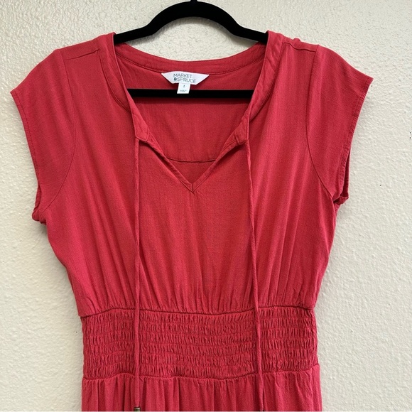 Market & Spruce Red / Orange Dress Short Sleeve Size Small - Picture 5 of 8
